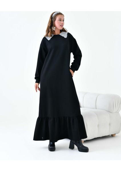 Kadın Bebe Yaka Elbise Siyah 30968 fiyatları