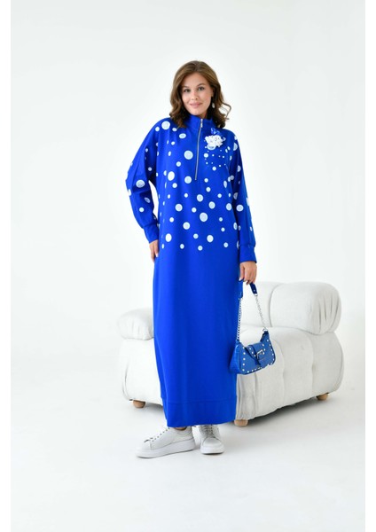 Kadın İki İp Elbise Saks Mavi 30902