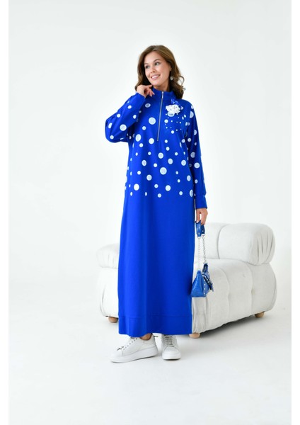 Kadın İki İp Elbise Saks Mavi 30902