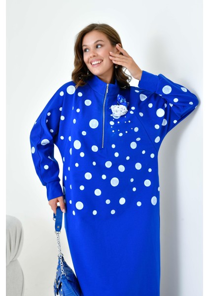 Kadın İki İp Elbise Saks Mavi 30902