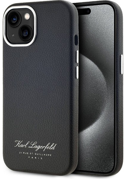 Apple iPhone 15 Uyumlu Kılıf Orjinal Lisanslı Kl Yazılı Hotel Kapak Siyah