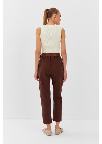 Beli Kemerli Gabardin Pantolon