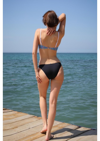 Kadın Yarım Destekli Alt Üst Bikini Takım Mavi 35012