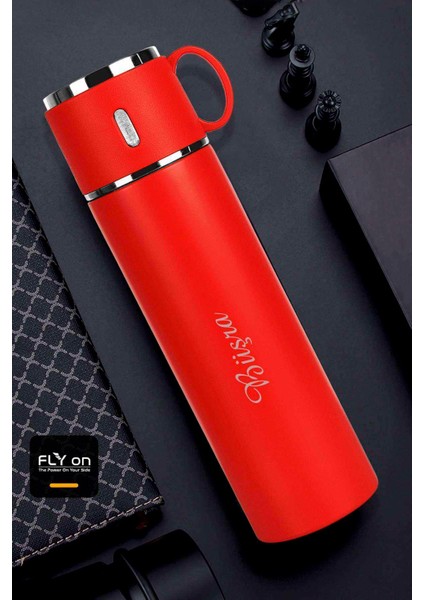 Kişiye Özel Isim Baskılı 316 Paslanmaz Çelik Termos Bardak 580 ml Thermos Mug Kupa Coffee -1526