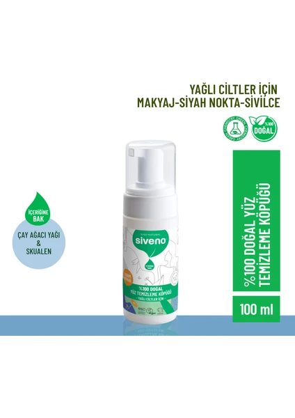 %100 Doğal Yüz Temizleme Köpüğü Yağlı Ciltler İçin Makyaj Siyah Nokta Sivilce Vegan 100 ml