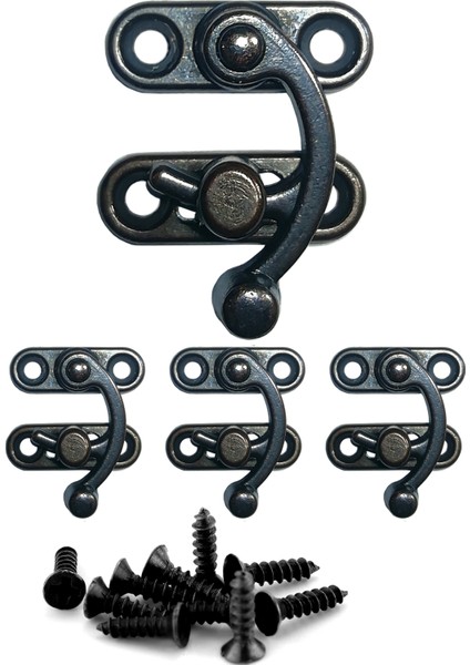 KÜÇÜK YAY GÖZÜ KANCALI KİLİT OKSİT 4 ADET KUTU SANDIK VE KAPAK KLİPSİ 20X24 MM