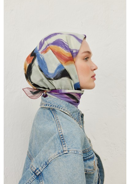 Colour Waves Desen Pamuk Vual Eşarp Gülkurusu modelleri