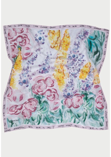 Colour Garden Desen Pamuk Vual Eşarp Pudra