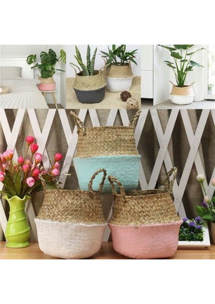 Saksılar Bambu Saklama Sepeti Katlanabilir Dekoratif Saksılar Patchwork Dokuma Yeşil Bitki Düzenlemesi Çiçek Saksıları Minimalist Çiçek Sepeti Dekorasyonu (Yurt Dışından)