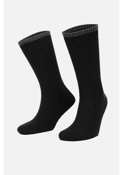Erkek Lambswool Tekli Siyah Soket Çorap M 65001 S