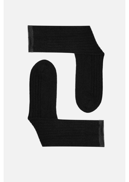 Erkek Lambswool Tekli Siyah Soket Çorap M 65001 S