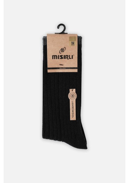 Erkek Lambswool Tekli Siyah Soket Çorap M 65001 S