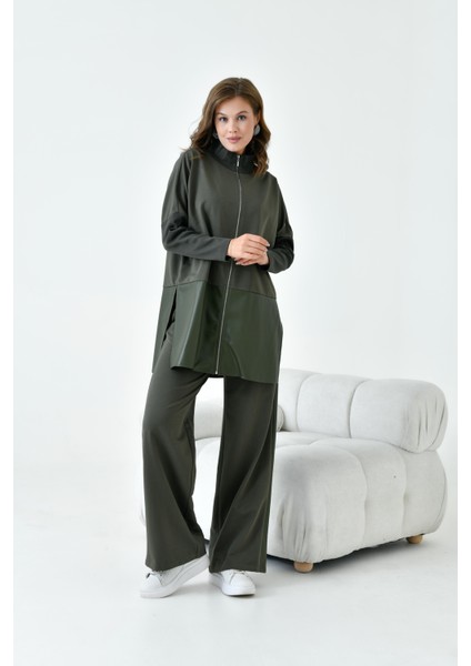 Kadın Deri İki İp Takım Haki 30949