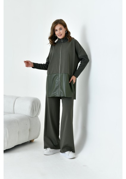 Kadın Deri İki İp Takım Haki 30949 modelleri