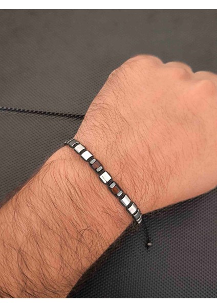 Gümüş Renk Hematit ve Baltık Damla Kehribar Bileklik fiyatları
