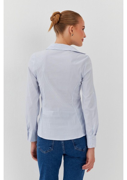 Çizgili Slim Fit Kadın Gömlek fırsatları