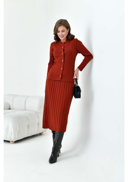 Kadın Pileli İkili Takım Kiremit 20680 indirimleri