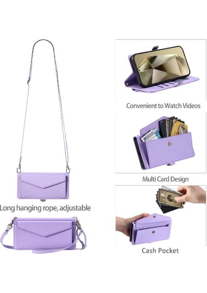 Cüzdan Crossbody Kılıf Için Google Piksel 9 Pro Fermuar Faturaları Yuvası Kart Tutucu (Yurt Dışından)