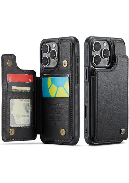 IPhone 16 Için Flip Case Pro Rfıd Engelleme Kickstand Pu Deri Kart Ince (Yurt Dışından)