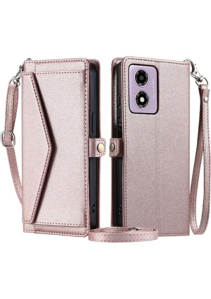 Motorola Moto G04 Fermuar Faturaları Yuvası Rfıd Cüzdan Için Cüzdan Crossbody Durumda (Yurt Dışından)