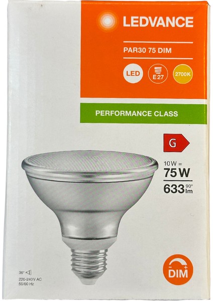 Ledvance 10W (75W) 2700K (Sarı Işık) PAR30 E27 Duylu Dim Edilebilir LED Spot (2 Adet)