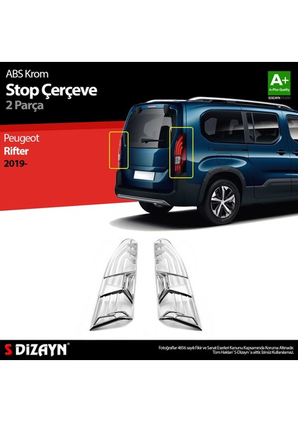 Peugeot Rifter Uyumlu Abs Krom Stop Çerçevesi 2 Parça. 2019 Üzeri Parça