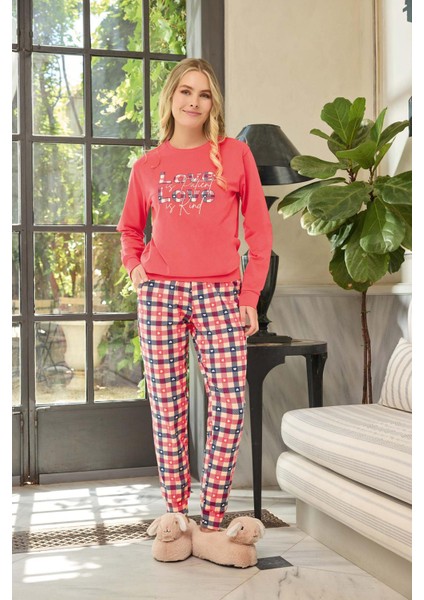 Kadın Sezin Love Is Patient Love Mercan Pijama Takım 0581 fiyatları