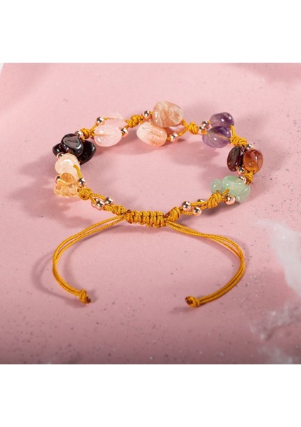 Çok Renkli Doğal Taş Makrome Bileklik, Şık ve Renkli Takı Seçeneği modelleri