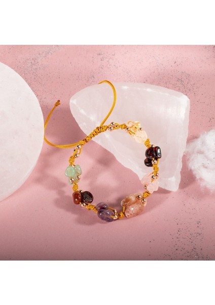 Çok Renkli Doğal Taş Makrome Bileklik, Şık ve Renkli Takı Seçeneği fırsatları