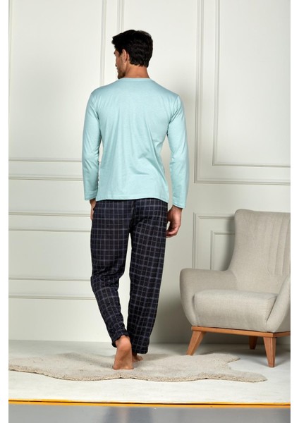 Erkek Penye Pamuk Regular Kalıp Sıfır Yaka Kaliteli Pijama Takımı A803123