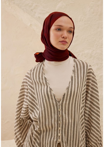 Ince Pamuk Vual Şal Koyu Kırmızı modelleri