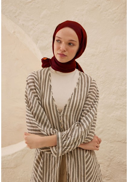 Ince Pamuk Vual Şal Koyu Kırmızı fırsatları