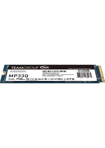 MP33Q 512GB 2750/1350MB/S Nvme Pcıe M.2 SSD Disk (TM8FF2512G0C101)