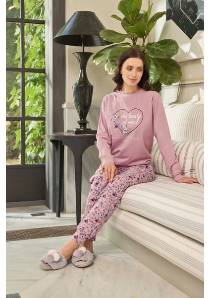 Kadın Sezin The Beauty Of Roses Pudra Pijama Takım 0579