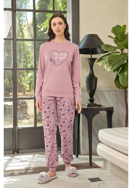 Kadın Sezin The Beauty Of Roses Pudra Pijama Takım 0579