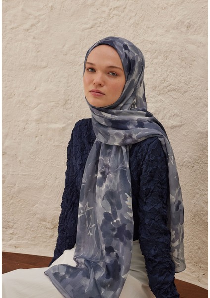 Lizzy Desen Rami Şal Indigo