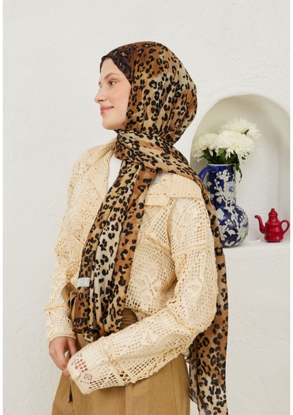 Leopar Desen Rami Şal Camel fırsatları