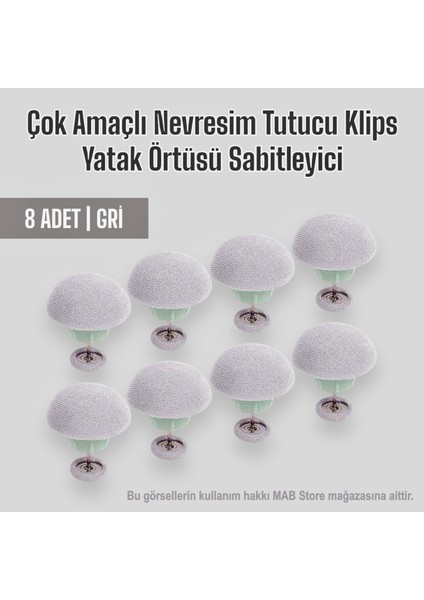- 8 Adet Gri Yorgan Sabitleyici Mantar Klips - Nevresim & Yatak Örtüsü Tutucu Sabitleme İğnesi