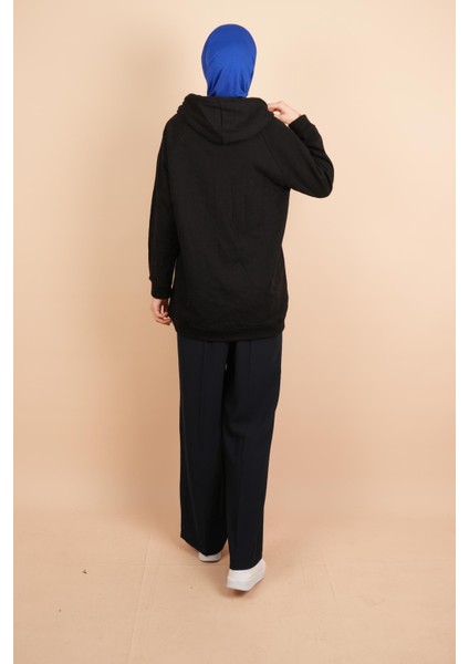 Kapüşonlu Sweat Yarım Çıtçıt Detaylı Sweat Siyah fırsatları