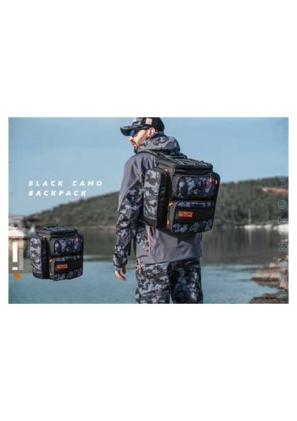 Black Camo Back Pack - Balıkçı Sırt Çantası