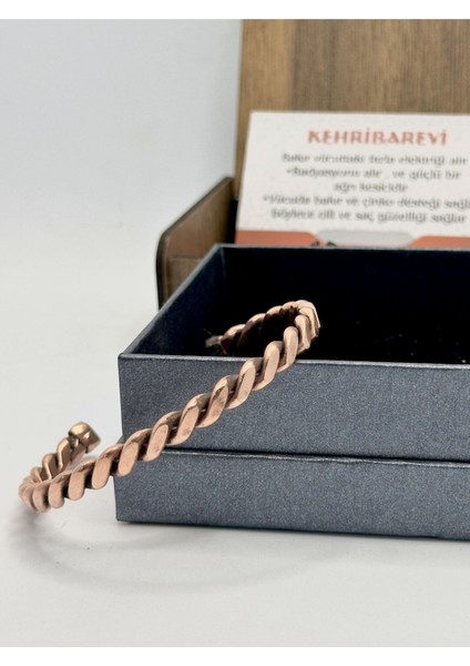 Saf Bakır Ezme Burgu Model Unisex Bakır Bileklik