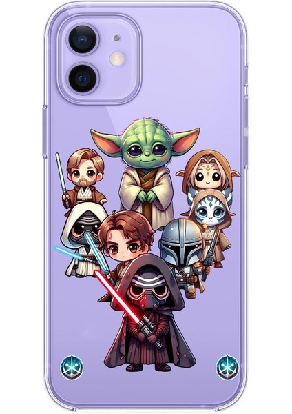 3gen Case Apple iPhone Modelleri Uyumlu Star Wars Desenli Şeffaf Silikon Kılıf stw1