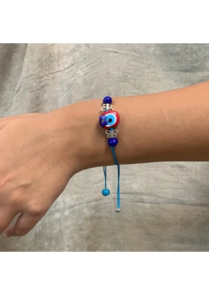 El Yapımı Murano Cam Kırmızı Çiçek Detaylı Bileklik modelleri