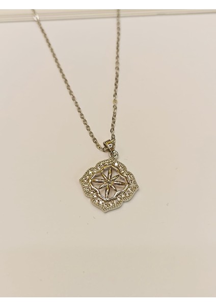 Svarovski Taşlı Çelik Kolye Küpe Set