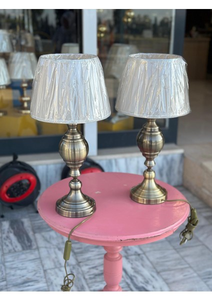 55CM Yüksekliğinde Kumaş Başlıklı Eskitme Model Ikili Abajur fiyatları