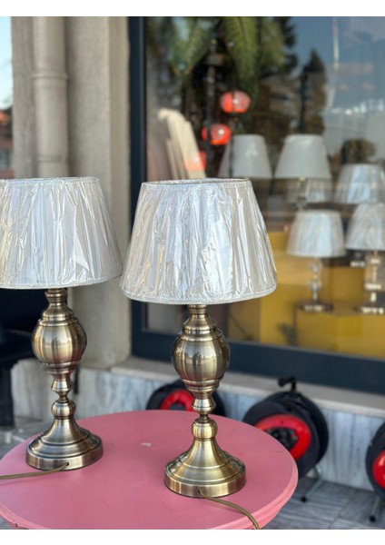 55CM Yüksekliğinde Kumaş Başlıklı Eskitme Model Ikili Abajur modelleri