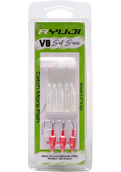 V8 8cm 5.5gr Silikon Yem Chartreuse Glow-Standart