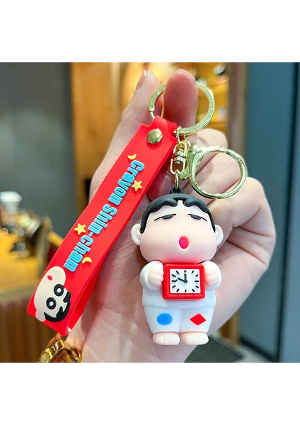 Çalar Saat Mum Boya Shin-Chan Anahtarlık Çanta Dekorasyonu Küçük Hediye (Yurt Dışından)