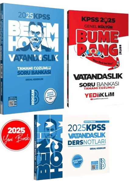 2025 KPSS Vatandaşlık Ders Notları ve Soru Bankası-Yediiklim KPSS Vatandaşlık Bumerang Soru Bankası