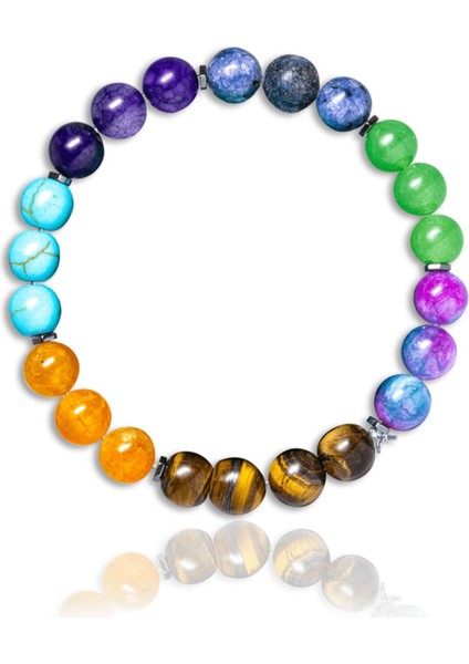 7 Çakra Doğal Taş Bileklik Seti, Renkli ve Sertifikalı, Enerji Dengeleyici